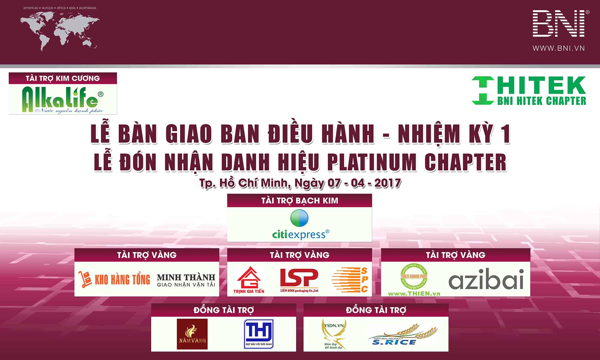 SỰ KIỆN BÀN GIAO BAN ĐIỀU HÀNH, LỄ ĐÓN NHẬN DANH HIỆU PLATINUM CHAPTER BNI HITEK CHAPTER